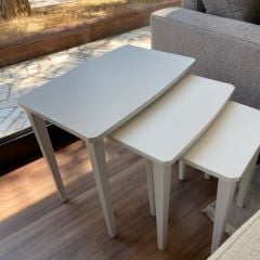 Üçlü Beyaz Zigon Sehpa