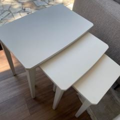 Üçlü Beyaz Zigon Sehpa